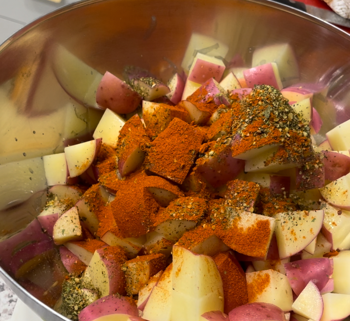 Potato chunks with herbs