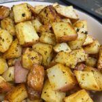 Close up shot of Golden Roast potato chunks