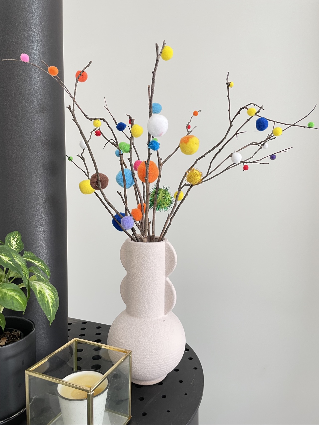 Bunch of pom pom crafts in vase