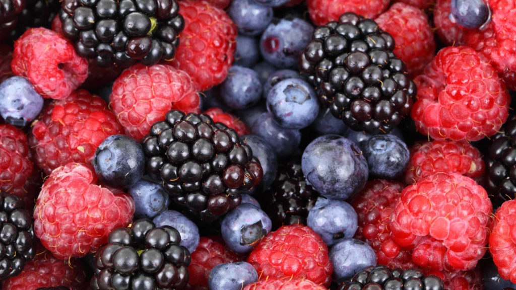 Close up shot of mixed berries