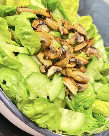 Vertical shot of salad with Mushrooms