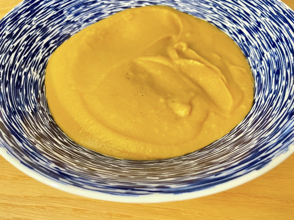 close up shot of Bowl of soup on table