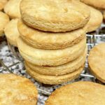 Stack of shortbread rounds between other shortbreads