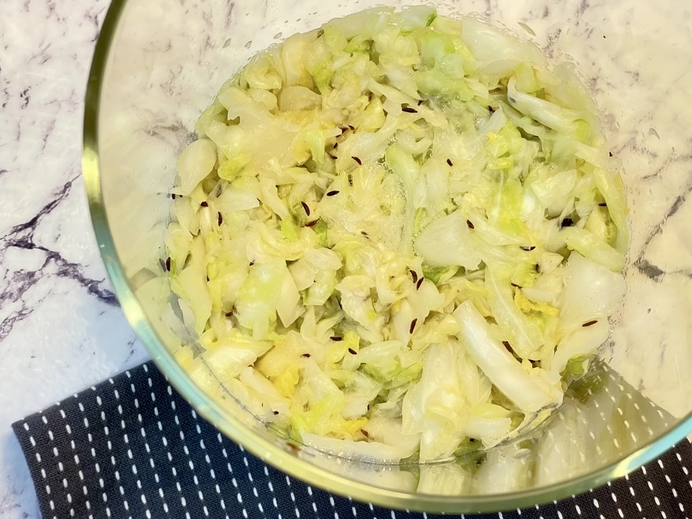 sauerkraut in glass jar ready to ferment