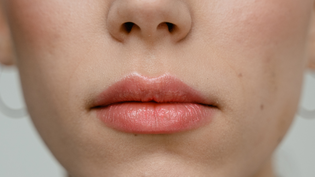 Close up shot of hydrated lips