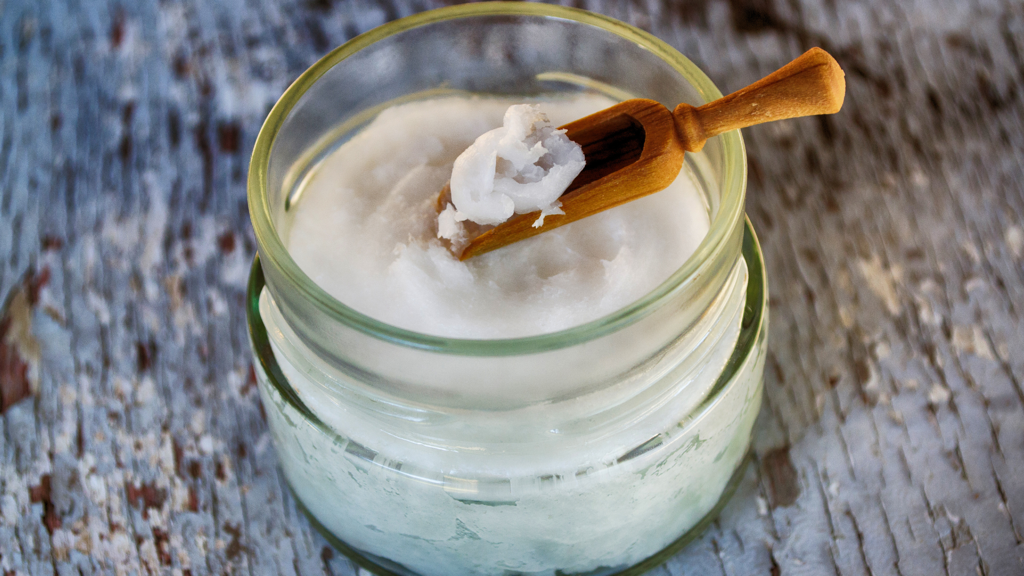 Glass jar of coconut oil