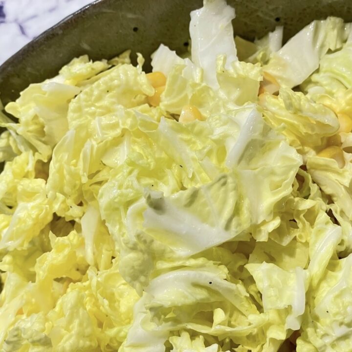 Bowl of creamy Napa cabbage salad