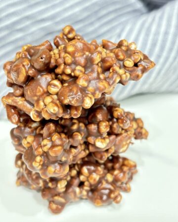 Stack of chocolate covered crunchy puffs