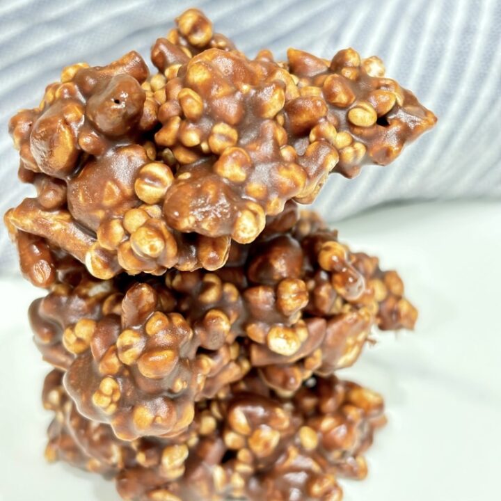 Stack of chocolate covered crunchy puffs