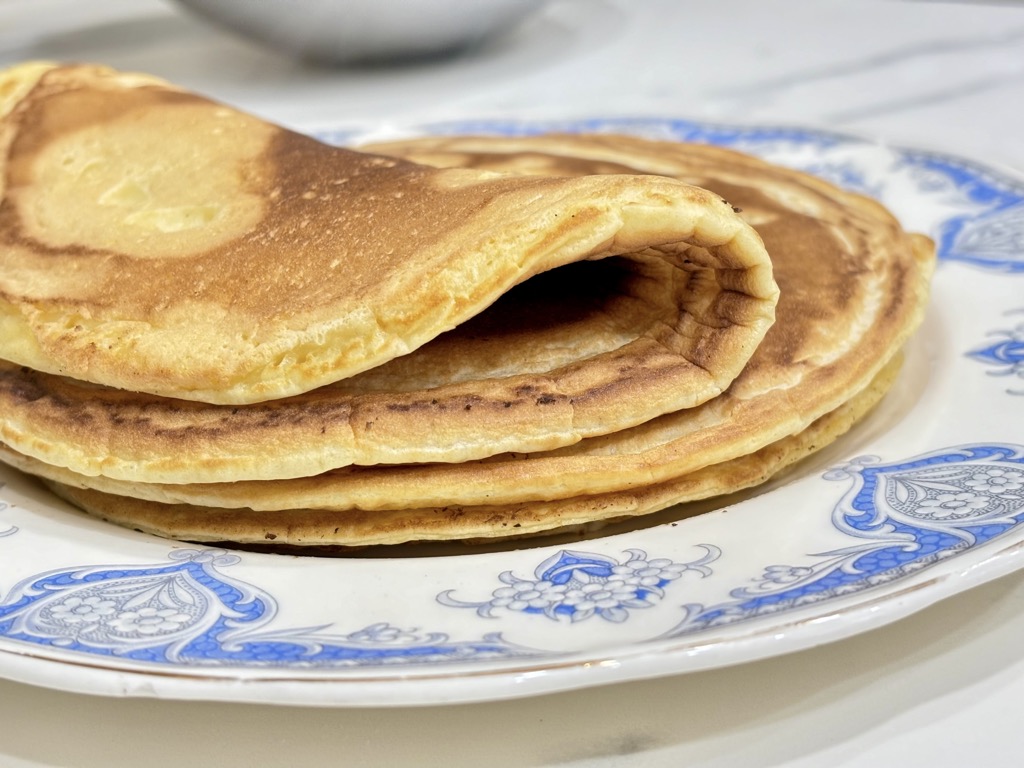 Folded pancake stack on plate