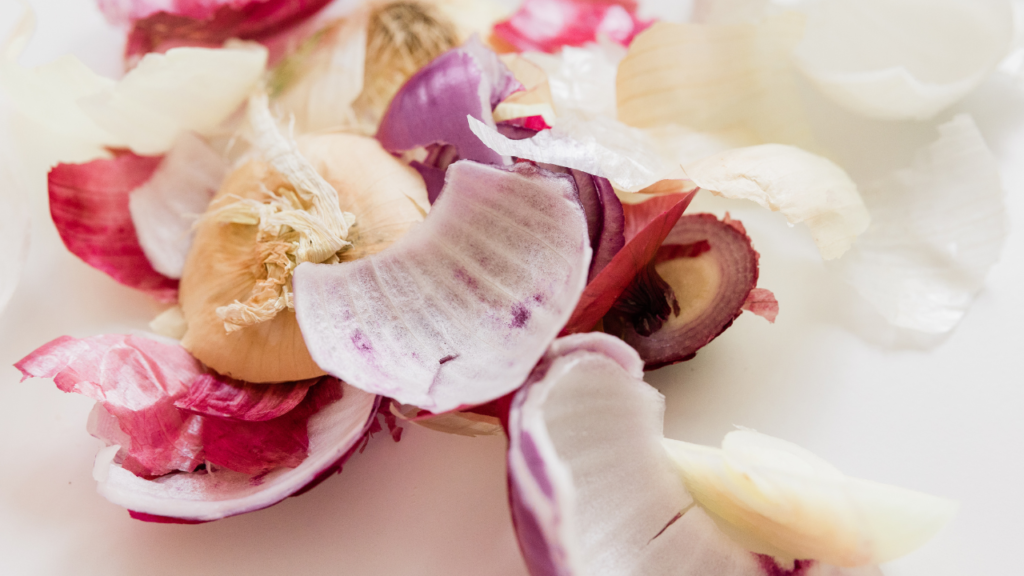 red and brown onion peels