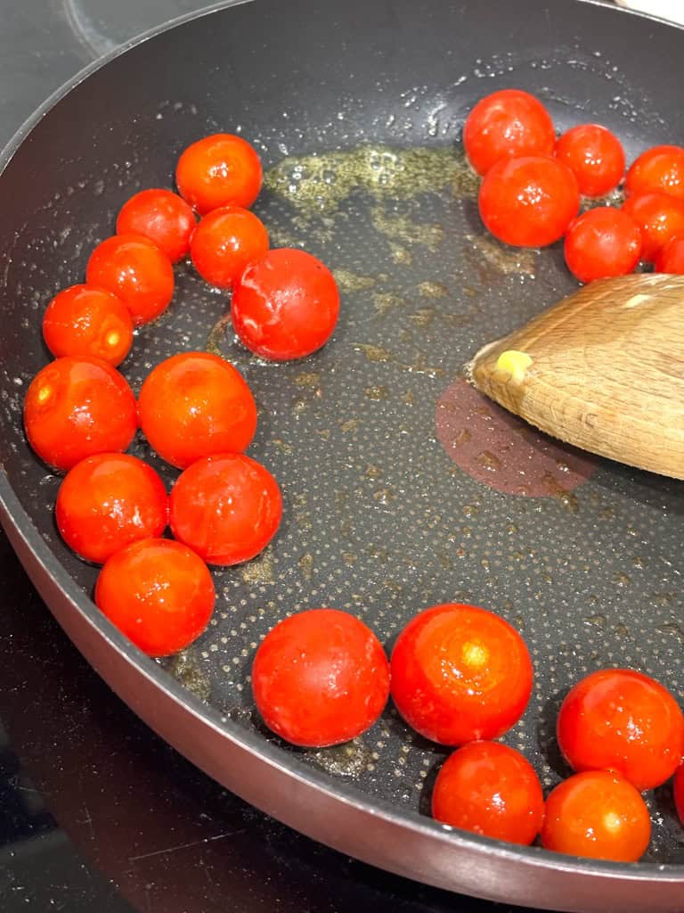 cherry tomatoes on non stick pan