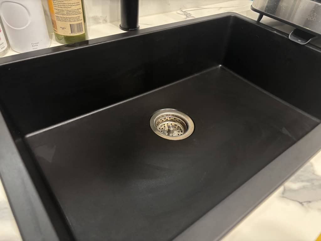 Clean black kitchen sink