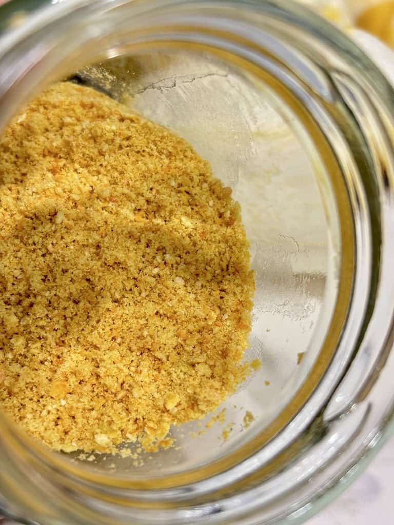 Lemon powder in glass jar