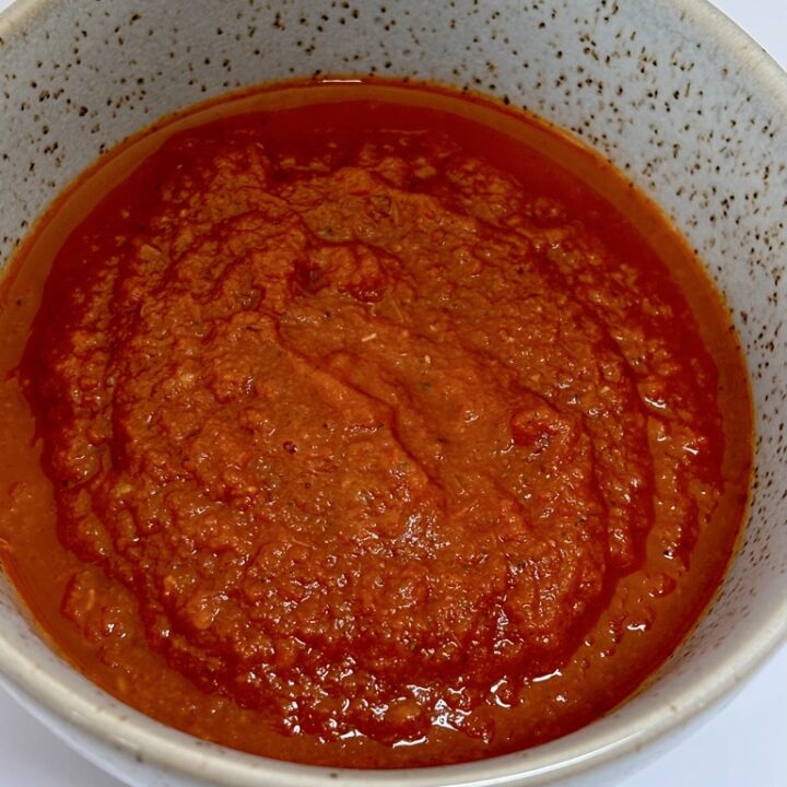 Close up shot of Fresh tomato sauce in bowl